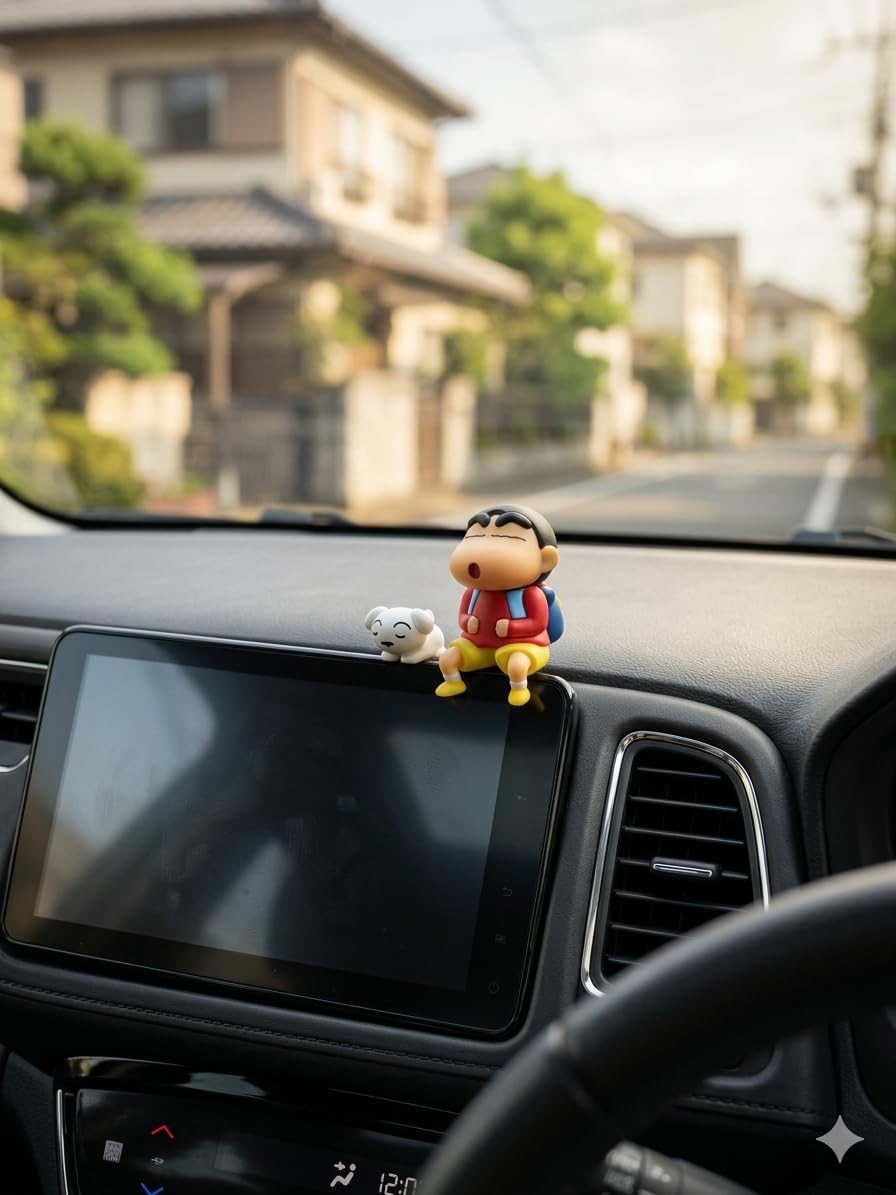 Shinchan Shiro Car Dashboard Figurine