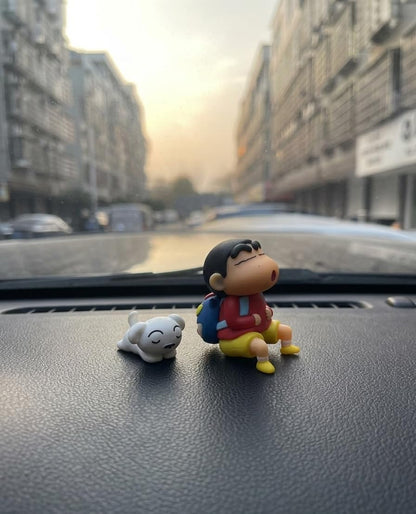 Shinchan Shiro Car Dashboard Figurine