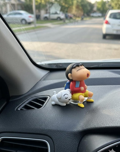 Shinchan Shiro Car Dashboard Figurine