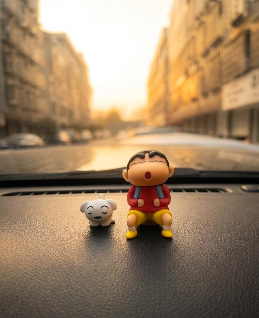 Shinchan Shiro Car Dashboard Figurine