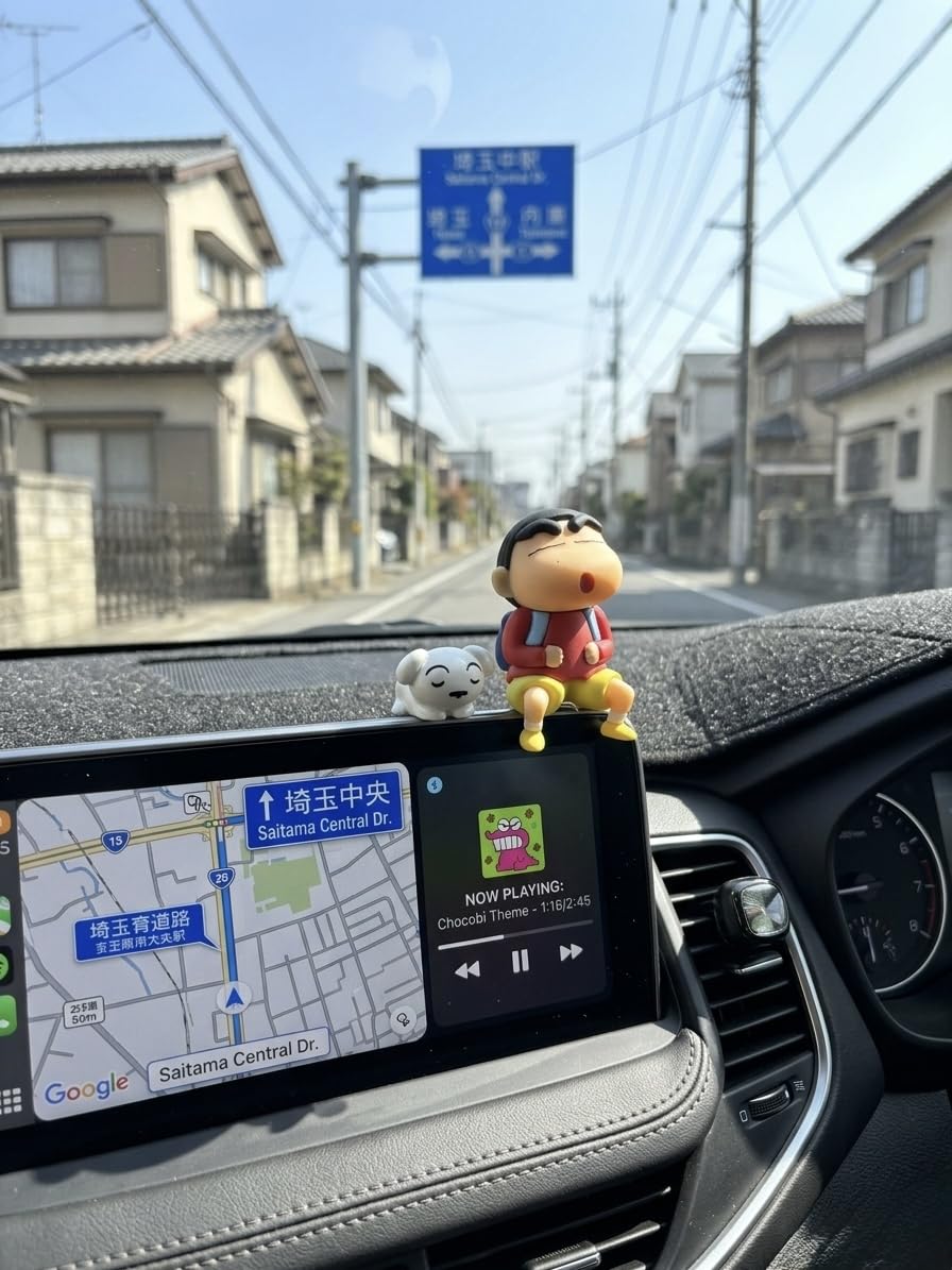 Shinchan Shiro Car Dashboard Figurine