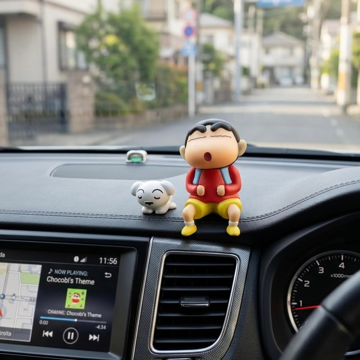 Shinchan Shiro Car Dashboard Figurine