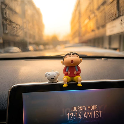 Shinchan Shiro Car Dashboard Figurine