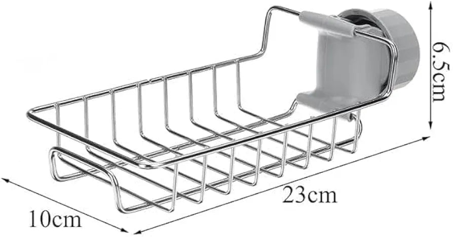 Kitchen Sink Sponge Holder, Over Faucet Stainless Steel Caddy for Soap, Brushes and Scrubbers, No Suction or Drilling Needed