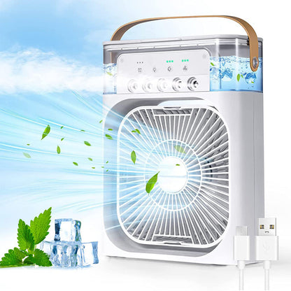 Portable Air Cooler with Water Tank, White, Personal Evaporative Cooling Fan with Handle, Multiple Speed Settings