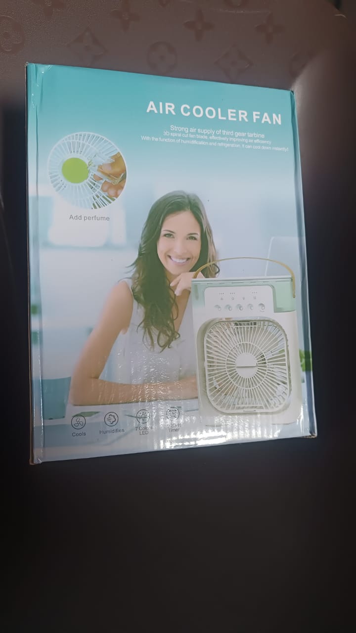 Portable Air Cooler with Water Tank, White, Personal Evaporative Cooling Fan with Handle, Multiple Speed Settings