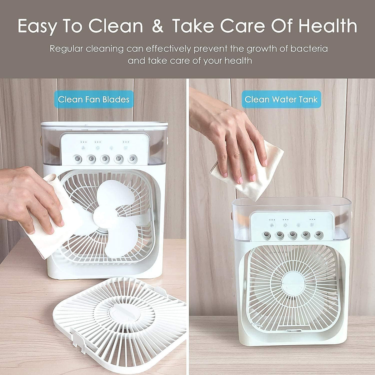 Portable Air Cooler with Water Tank, White, Personal Evaporative Cooling Fan with Handle, Multiple Speed Settings
